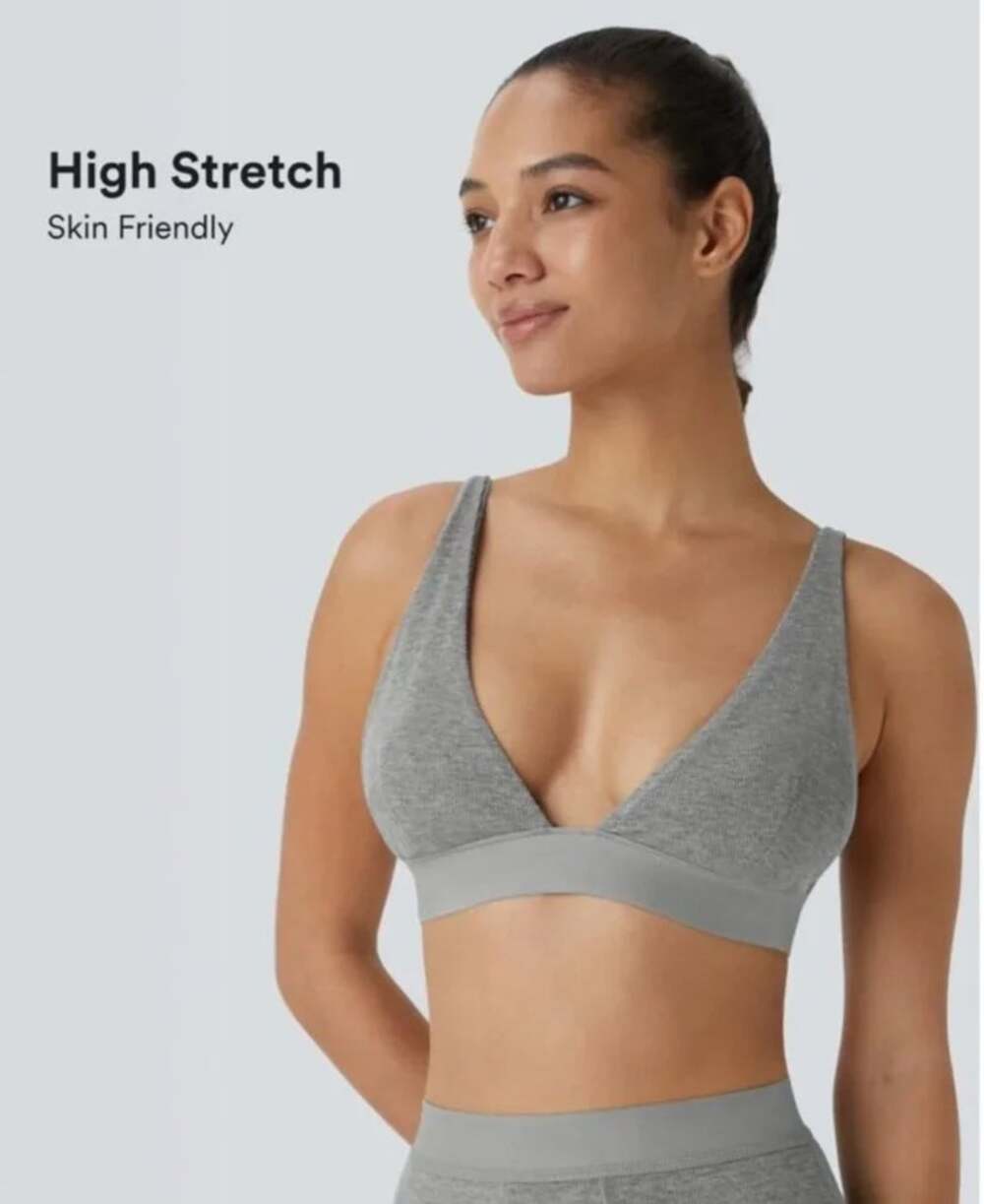NWT Halara Ribbed Wireless Lounge Bralette Gray Size XS